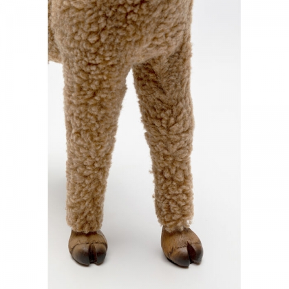 Lama en résine avec fausse fourrure beige