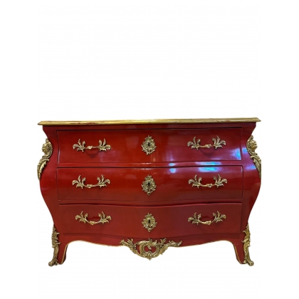  Commode, style Louis XV, en laque rouge sur  Moinat SA  - Antiquités décoration