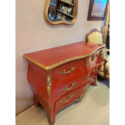  Commode, style Louis XV, en laque rouge sur  Moinat SA  - Antiquités décoration