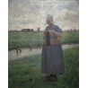 Tableau \"Tricot au champs\" signé H. GUINIER