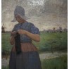 Tableau \"Tricot au champs\" signé H. GUINIER
