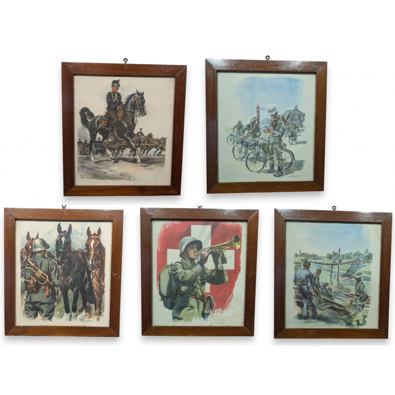 Suite de 5 facsimilés Militaires