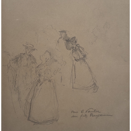 Dessin "Esquisse personnages" signé VAUTIER