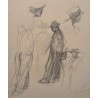 Dessin "Personnages" signé O. VAUTIER