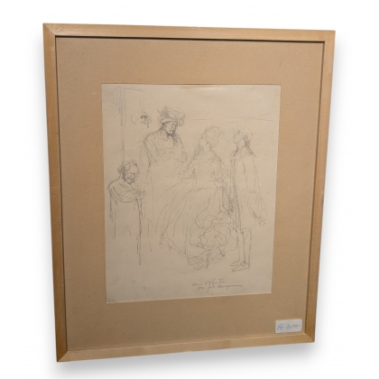Dessin "Esquisse personnages" signé VAUTIER