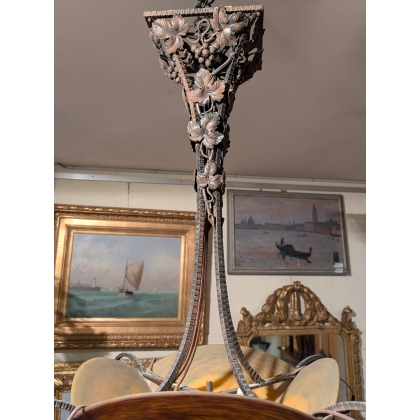 Lustre en pâte de verre et fer forgé DEGUÉ