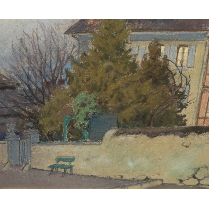 Pastel "Maison de l'artiste" signé F. BIRBAUM