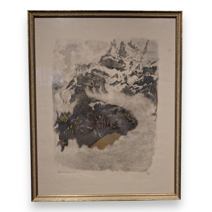 Engraving entitled ‘Les Leeshörner’, signed by Robert HAINARD