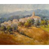 Tableau \"Village de Provence\" signé VILLAESCUSA
