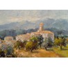 Tableau \"Village de Provence\" signé VILLAESCUSA
