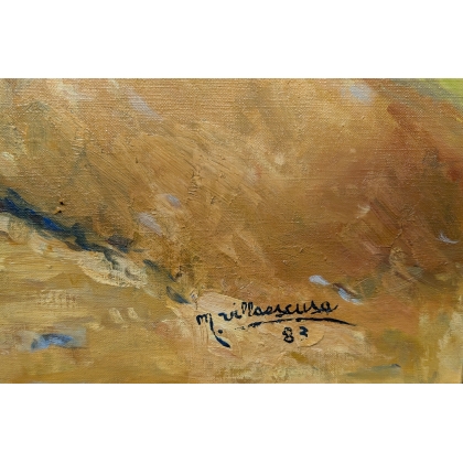 Tableau \"Village de Provence\" signé VILLAESCUSA