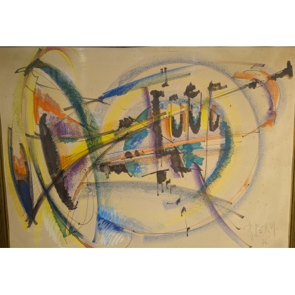 Aquarelle "Trompette" signée R. LERSY 76