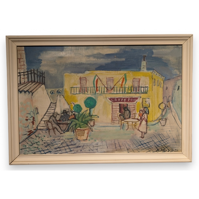 Painting entitled ‘Osteria’, signed H. HEUSER 50