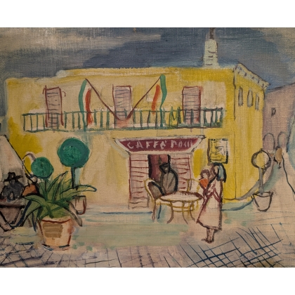 Painting entitled ‘Osteria’, signed H. HEUSER 50