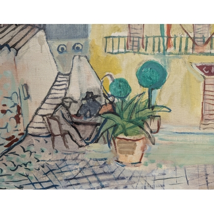 Painting entitled ‘Osteria’, signed H. HEUSER 50
