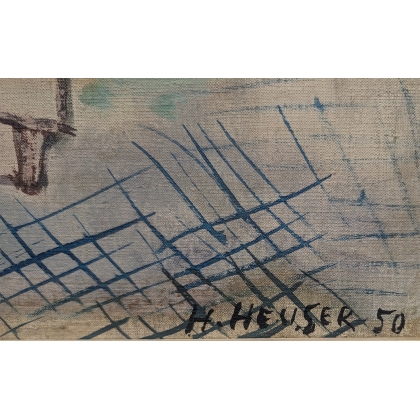 Painting entitled ‘Osteria’, signed H. HEUSER 50