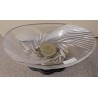 Coupe ovale en cristal sur deux anges en bronze