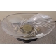 Coupe ovale en cristal sur deux anges en bronze