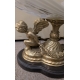 Coupe ovale en cristal sur deux anges en bronze
