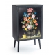 Petit buffet noir à décor fleurs