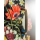 Petit buffet noir à décor fleurs