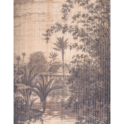 Abat-jour tropical en bambou imprimé