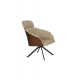 Fauteuil Frie, coque en bois et simili-cuir beige