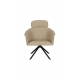 Fauteuil Frie, coque en bois et simili-cuir beige