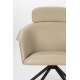 Fauteuil Frie, coque en bois et simili-cuir beige