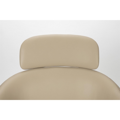 Fauteuil Frie, coque en bois et simili-cuir beige