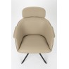 Fauteuil Frie, coque en bois et simili-cuir beige