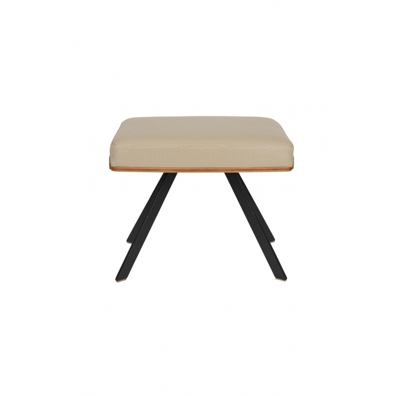 Tabouret Frie, coque en bois et simili-cuir beige
