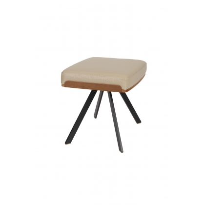Tabouret Frie, coque en bois et simili-cuir beige