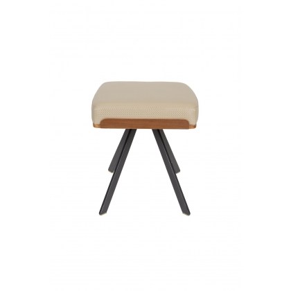 Tabouret Frie, coque en bois et simili-cuir beige