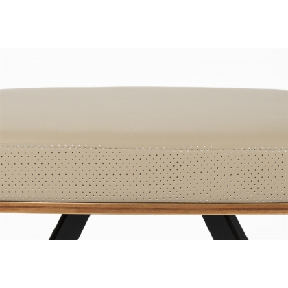 Tabouret Frie, coque en bois et simili-cuir beige