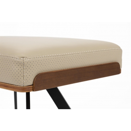 Tabouret Frie, coque en bois et simili-cuir beige