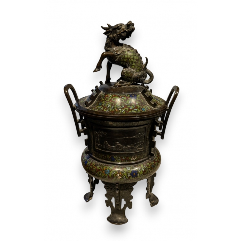Brule-parfum en bronze cloisonné