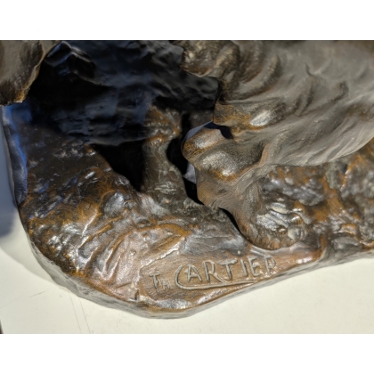 Bronze "Épagneul" signé Th. CARTIER