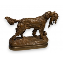Bronze "Épagneul au faisan" signé J. MOIGNIEZ