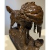 Bronze "Épagneul au faisan" signé J. MOIGNIEZ