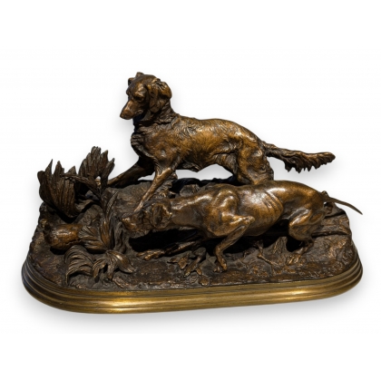Bronze \"Chasse à la perdrix\" signé P.J. MENE