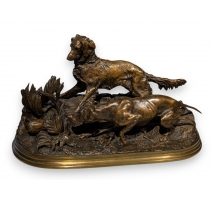 Bronze "Chasse à la perdrix" signé P.J. MENE