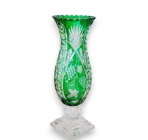 Vase en cristal vert "Raisins"