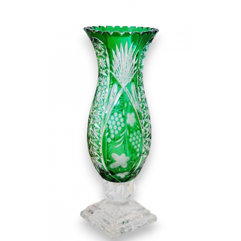 Vase en cristal vert "Raisins"