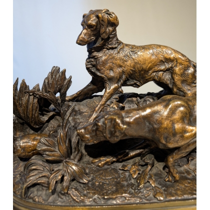 Bronze \"Chasse à la perdrix\" signé P.J. MENE
