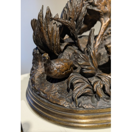 Bronze \"Chasse à la perdrix\" signé P.J. MENE