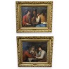 Paire de tableaux \"Scène d\'intérieur\"