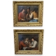 Paire de tableaux "Scène d'intérieur"