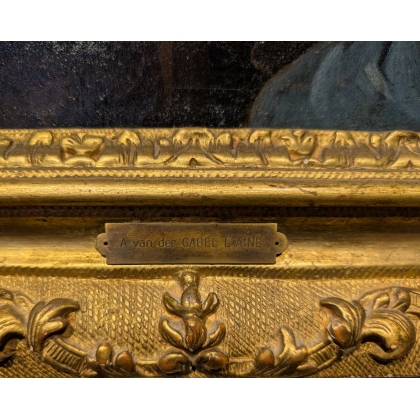 Paire de tableaux \"Scène d\'intérieur\"