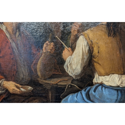 Paire de tableaux \"Scène d\'intérieur\"